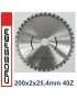 Lame de scie universelle HMC 200mm pour métaux 200x2,0x1,6x25,4mm 40Z 7600rpm