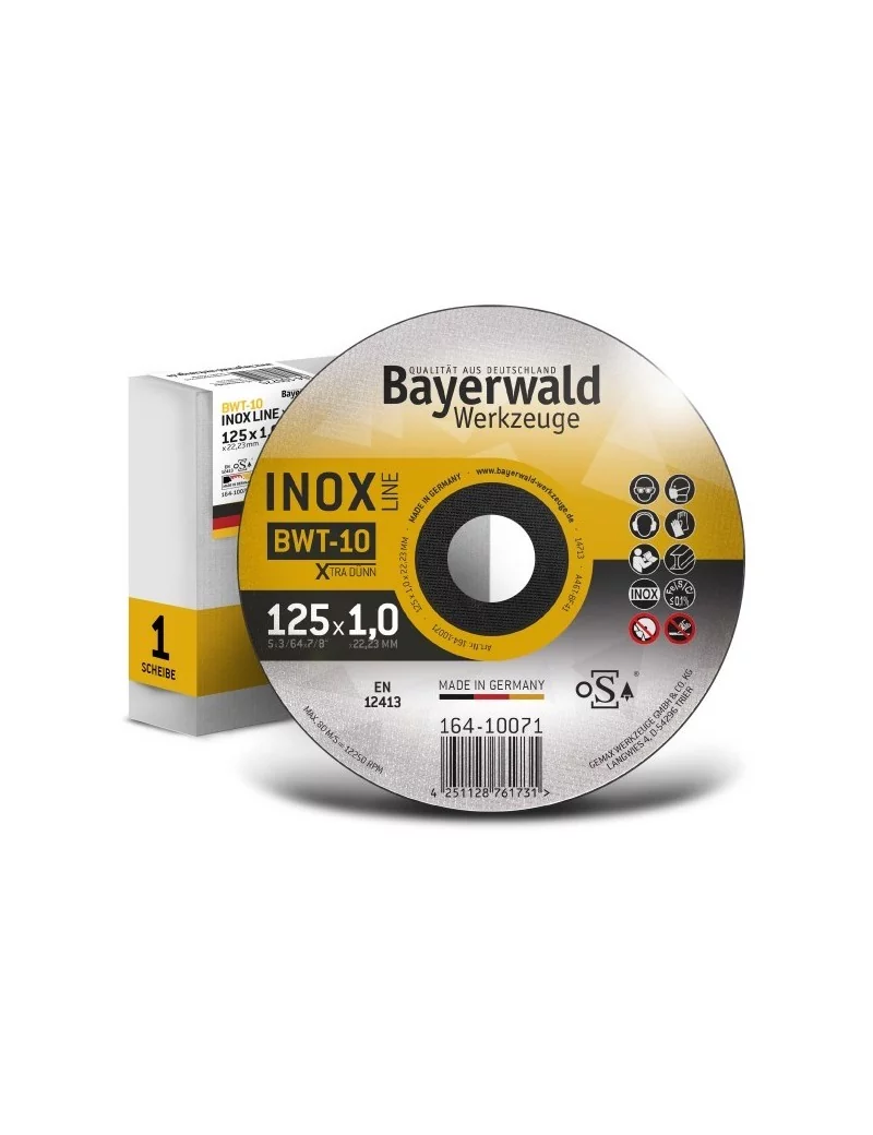 Disque à tronçonner BWT-10 | Ø125 mm - épaisseur 1 mm - alésage 22.23 mm | Forme : droite