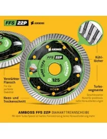 Disque à tronçonner diamanté, 3 pièces, 125 x 1.4 x 22.2