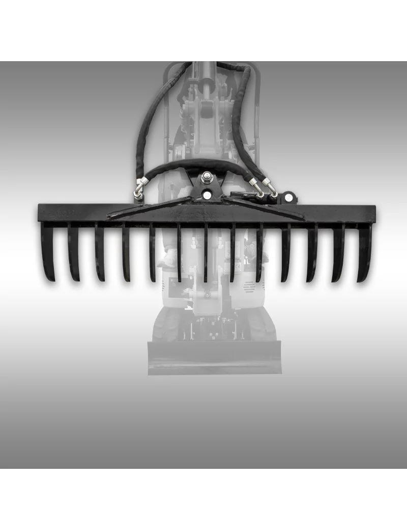 Râteau hydraulique pivotant pour mini-pelle MB-800 Jansen