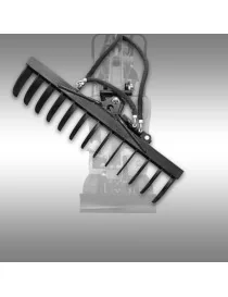 Râteau hydraulique pivotant pour mini-pelle MB-800 Jansen