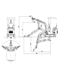 Mini-pelle, moteur électrique, 940 kg, châssis réglable