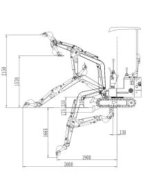 Mini-pelle diesel 940 kg CDKB991S – Bras orientable 120° | 9,5 CV