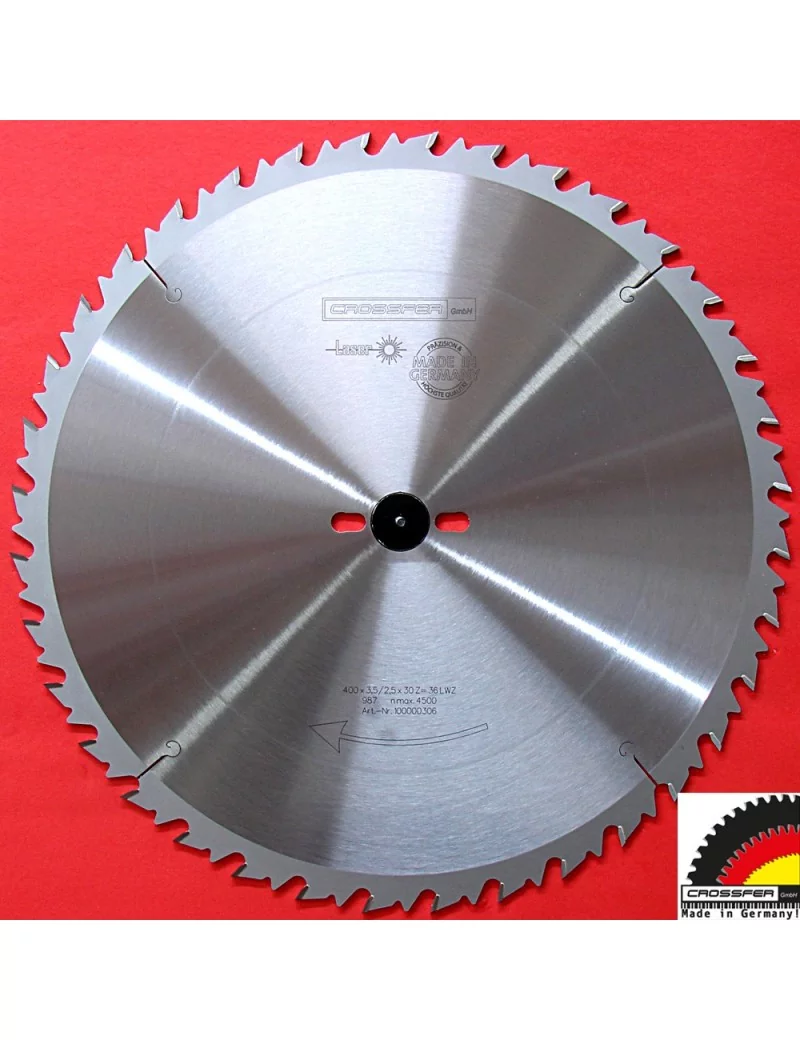 LAME DE SCIE BOIS CARBURE 400 mm 36 DENTS COUPE BRUTE Crossfer LAME DE SCIE BOIS CARBURE 400 mm 36 DENTS COUPE BRUTE Crossfer