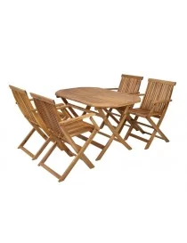 SALON DE JARDIN 4 CHAISES ACACIA Hecht